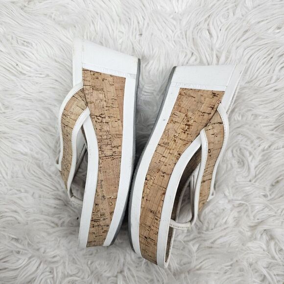Vintage Prada Wedges 37 Cork Flip Flop Thong White - Picture 3 of 6